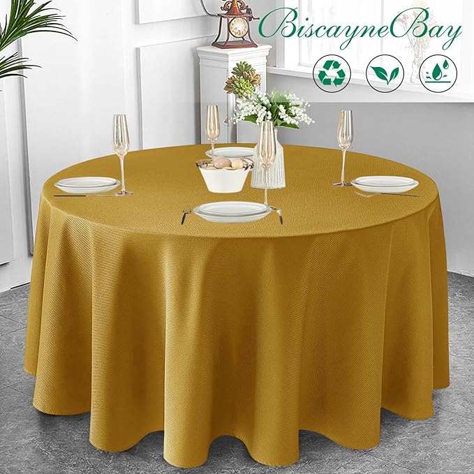 Biscaynebay Textured Fabric Christmas Round Table Cloth 90", Parties Machine - Image 6