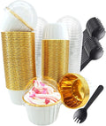 Cupcake Liners with Dome Lids 100Pack, Free-Air 3.5Oz Mini Foil Baking Cups by Free-Air