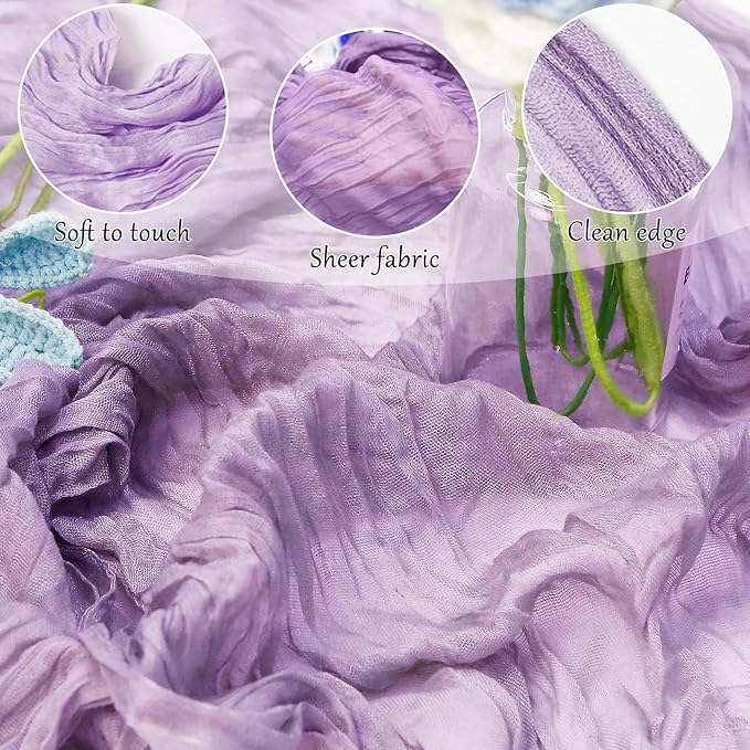 10-Pack Lilac Cheesecloth Table Runners – 10FT Boho Rustic Gauze Fabric Cheese - Image 4