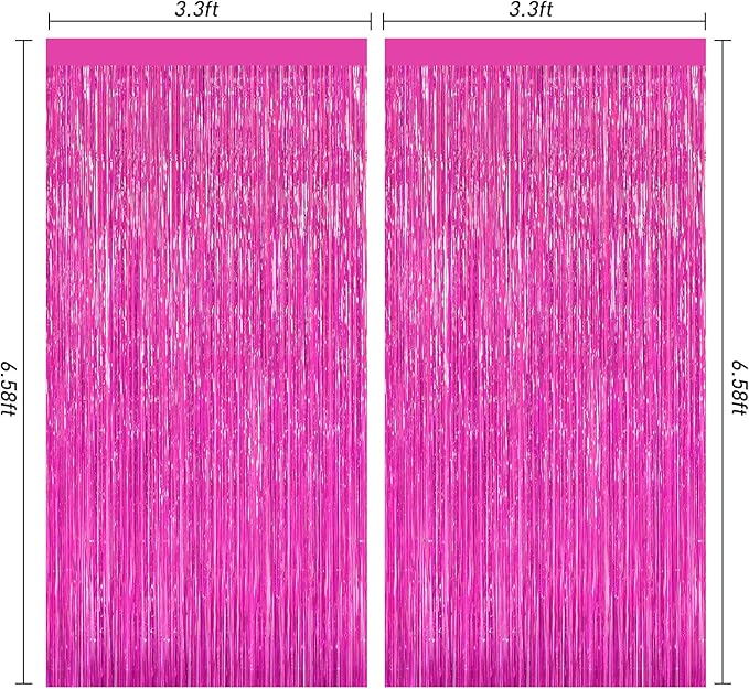 2 Pack Hot Pink Backdrop Curtain, Door Streamers, Party Streamers Decorations - Image 3