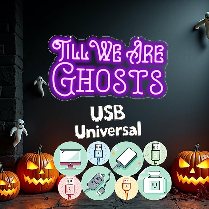 Til We Are Ghosts Neon Sign Halloween Party LED Neon Light Home Decor Gothic - Image 6