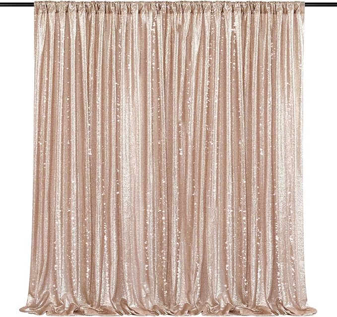 7ft x 7ft Champagne Sequin Backdrop Curtain Glitter Photo Booth Backdrop by QueenDream