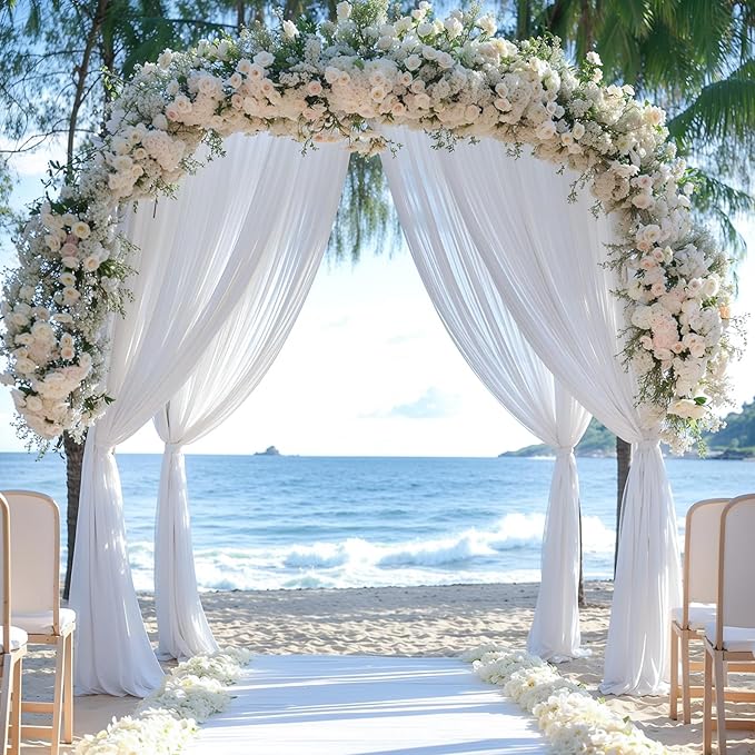 Wedding Arch Draping Fabric, 1 Panel 28" x 19Ft White Drapes Sheer Backdrop - Image 6