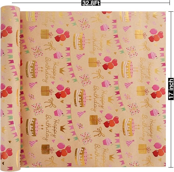 Aimyoo Birthday Wrapping Paper Roll - Image 3