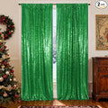 Poise3EHome Green Sequin Backdrop Curtain, 2 Panels 2FTx8FT Glitter Background by Poise3EHome