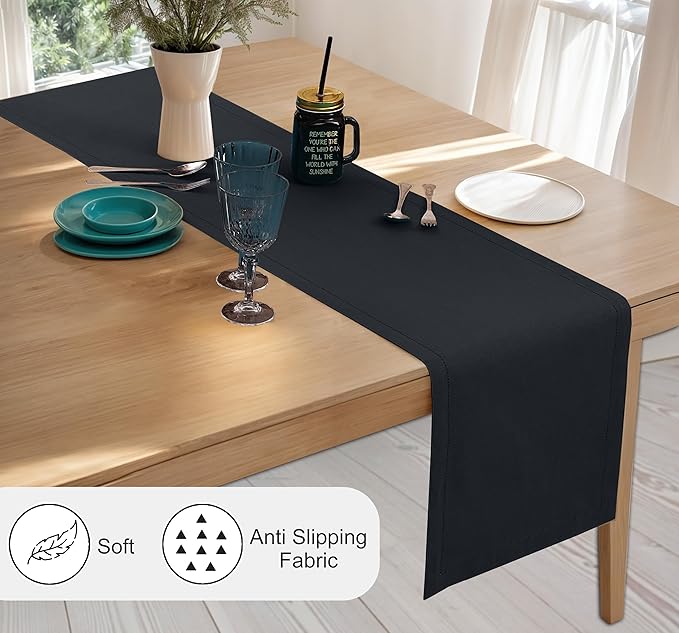 Ruvanti Linen Table Runner 108 Inches, Classic Hemstitch, Non-Slipping - Image 2