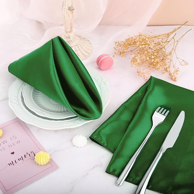 ANECO 16 Pack Square Satin Napkin Bright Silk Table Napkin Soft Smooth Fabric - Image 6