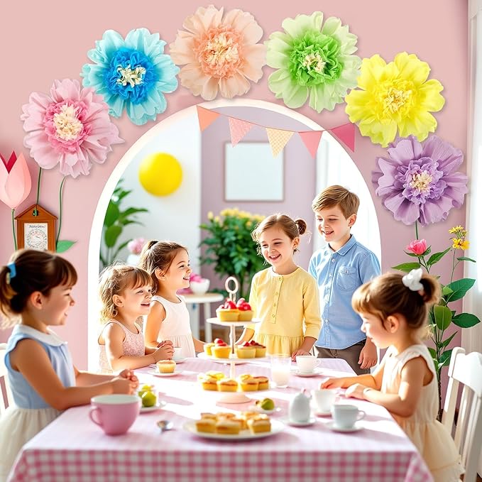 SUNBEAUTY Mexican Paper Flowers Decorations 6 PCS Colorful Fiesta Giant DIY - Image 3
