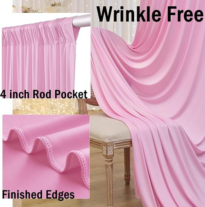 20ftx10ft Wrinkle Free Pink Backdrop Curtain - Image 2