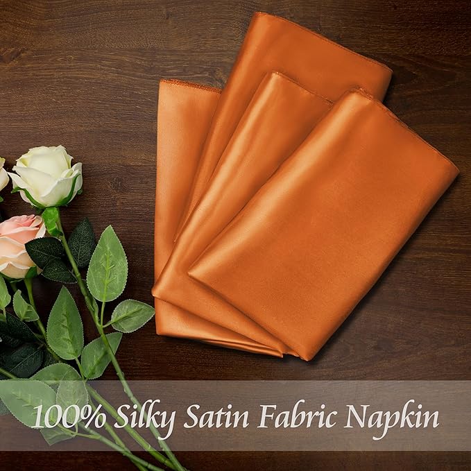 Manyshofu 60 Pieces Terracotta Satin Napkins - Image 3