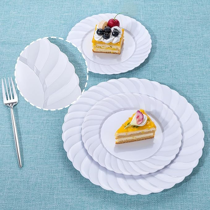 U-QE 60 Pcs White Plastic Plates - Image 8