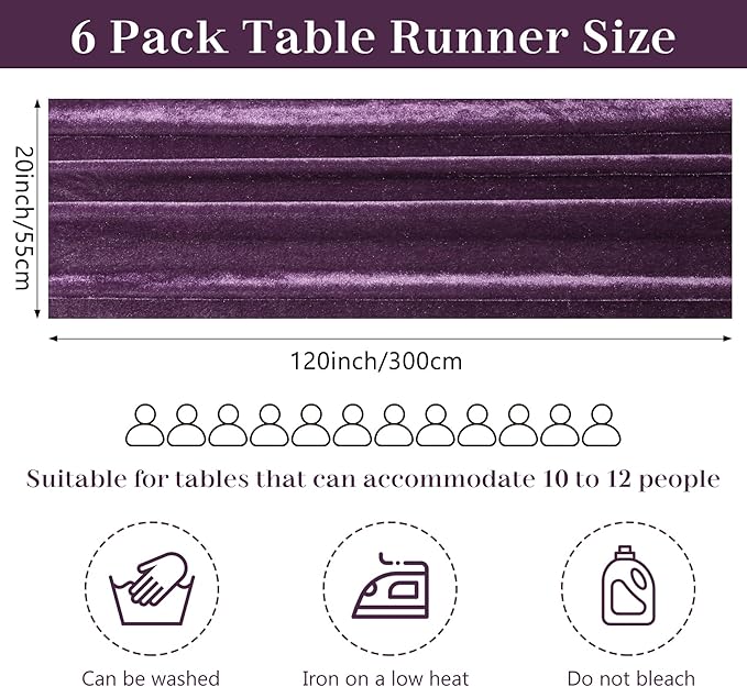Velvet Table Runner 20 x 120 Inches 10ft Luxurious Thick Soft Velvet Christmas - Image 2