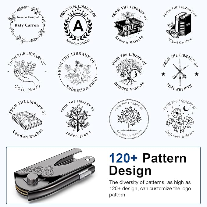 Book Embosser Personalized Custom Embosser Stamp Your Own Text or Logo Design - Image 2