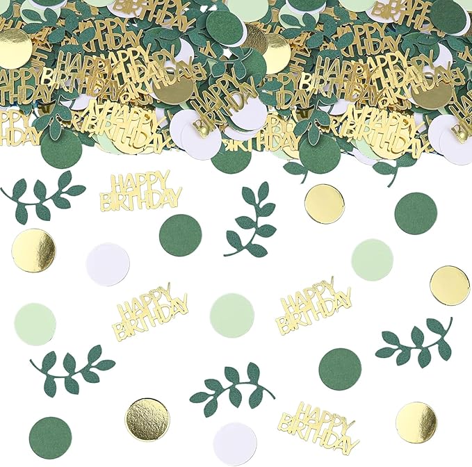 Sage Green Happy Birthday Confetti, Birthday Table Decorations Scatter Green by GYESXYW