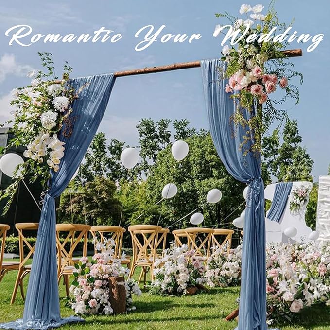 20Ft Length x 28" Width 4 Panels Wedding Arch Draping Fabric Dusty Blue Arch - Image 8