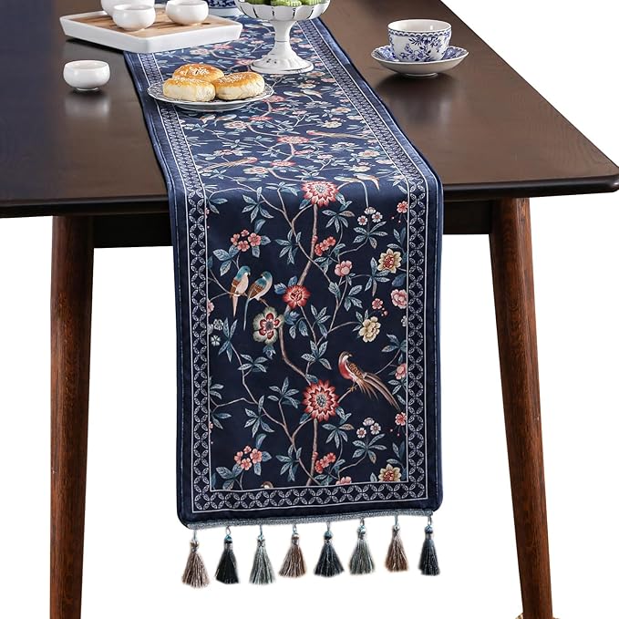 patdrea Vintage Chinoiserie Floral Table Runner Farmhouse by Welcometopatdrea