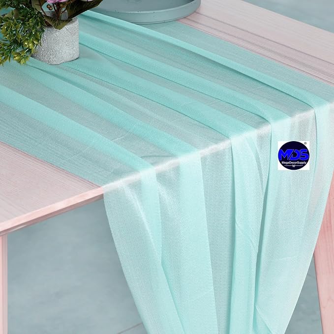 MDS 20 Pack 10ft Chiffon Table Runner 29 x 120 Inches Sheer Wedding Runner - Image 3