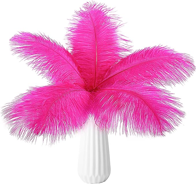 THARAHT Hot Pink Ostrich Feathers 24pcs Natural Bulk 10-12Inch 25cm-30cm by THARAHT