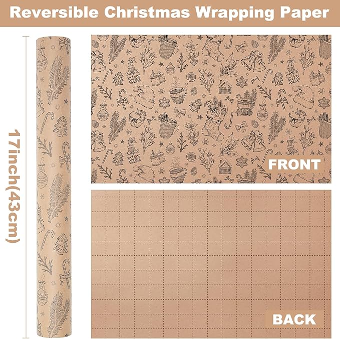 Ulmasinn Vintage Christmas Wrapping Paper Roll - Image 8