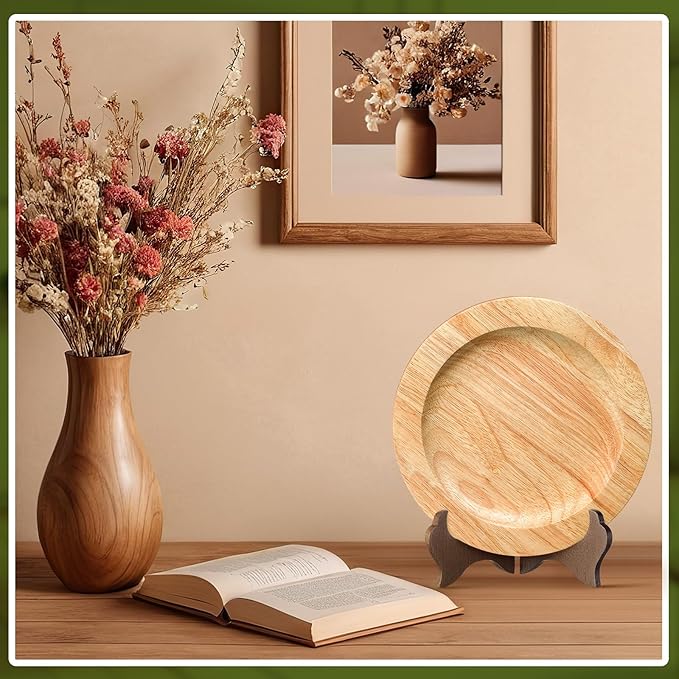 Tatuo 4 Packs Wooden Display Stand Decorative Plate Stands - Image 4