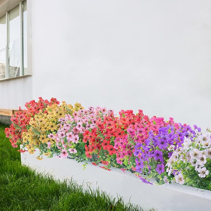 12 Bundles Artificial Flowers Outdoor UV Resistant Fake Plastic Plants Indoor - Image 3