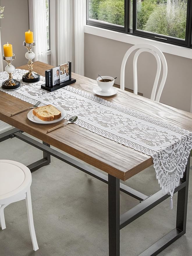Jayla White Lace Table Runners, Elegant Vintage Lace Table Runner, Wedding Lace by Jayla