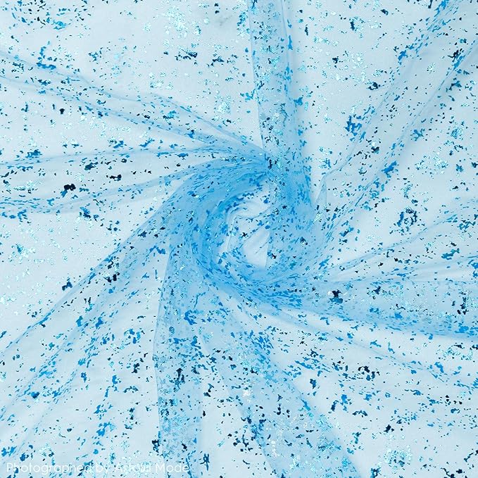 Artoid Mode Light Blue Gold Gauze Table Runner 120 Inch 10FT, Glitter Metallic - Image 4
