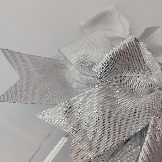 36pcs 4-1/2" Metallic Silver Bows - Image 6