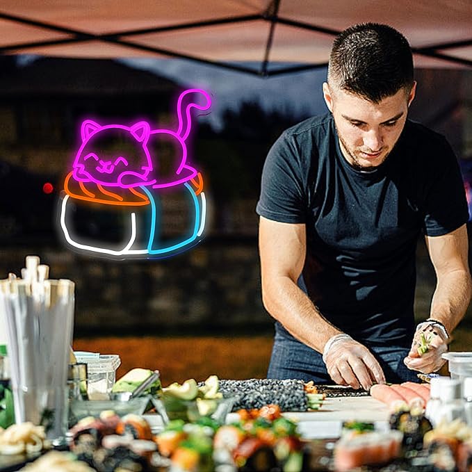 Sushi Cat Neon Sign Delicious Japanese Sushi LED Light Sign - Image 7