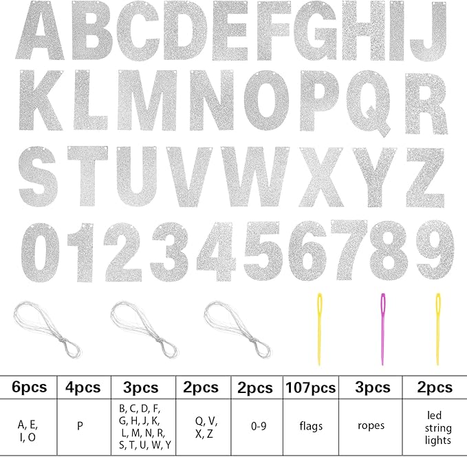 TaoBary 112 Pcs DIY Letter Kit Glitter Customizable Banner Letters Include 107 - Image 2