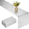 4 Packs Glitter Disco Party Table Runner 12 x 108 Inches Mirror Silver Foil by Vehipa