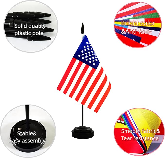 2 Pack America USA Desk Flag, American Table Office Flag - Image 3
