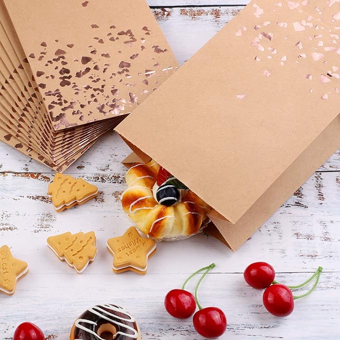 Cooraby 30 Pieces Kraft Paper Bronzing Rose Gold Bags - Image 5