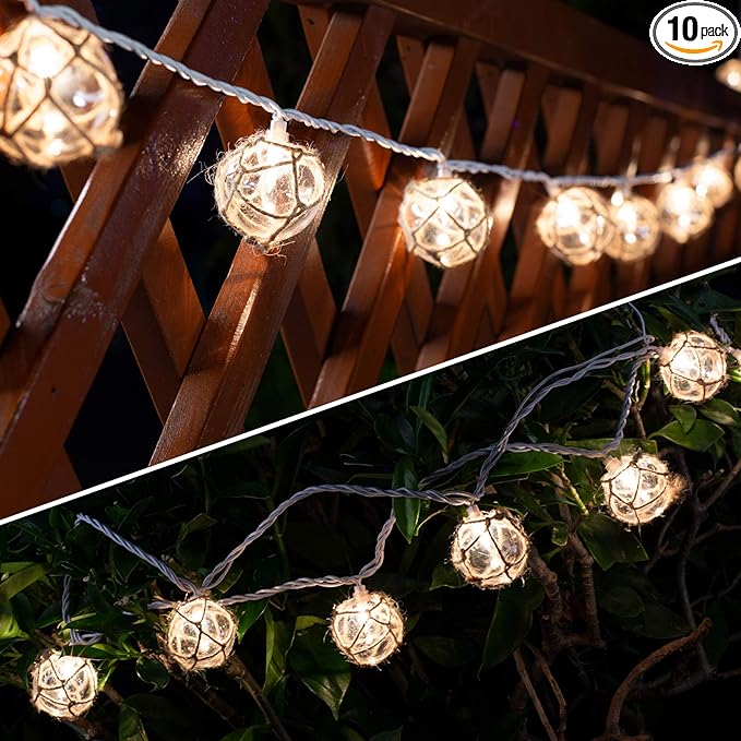 Nautical Fish Float String Lights Outdoor, Beach String Lights Set of 10 Clear by Brillarlights