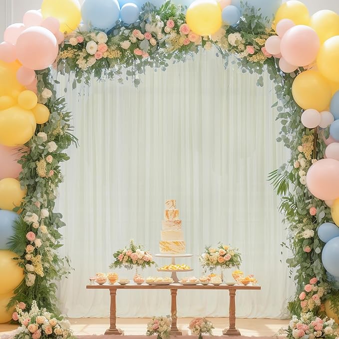 10x10ft Ivory Tulle Backdrop Curtain - Image 9