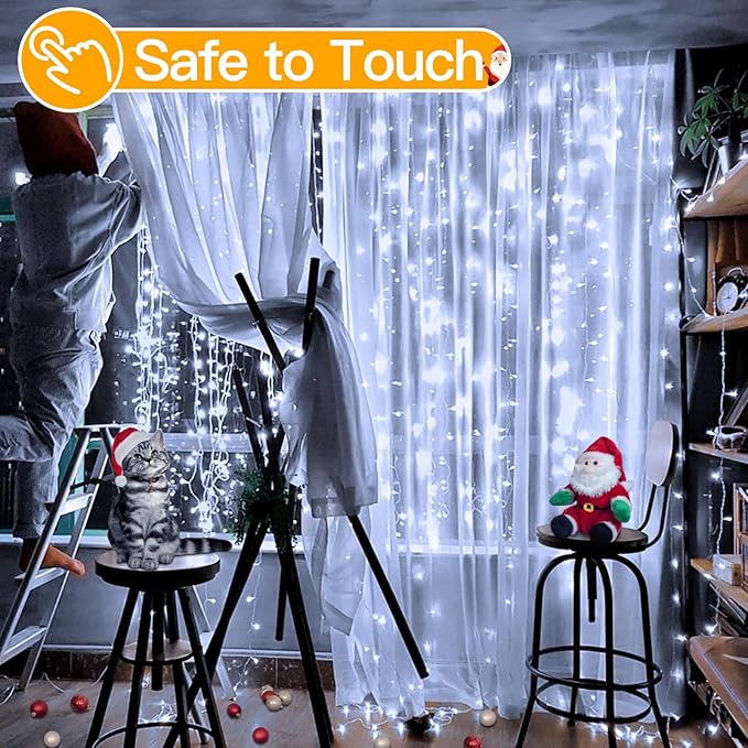 Ollny 300 LED 9.8ftx9.8ft Outdoor Waterproof Christmas Curtain Lights - Image 6