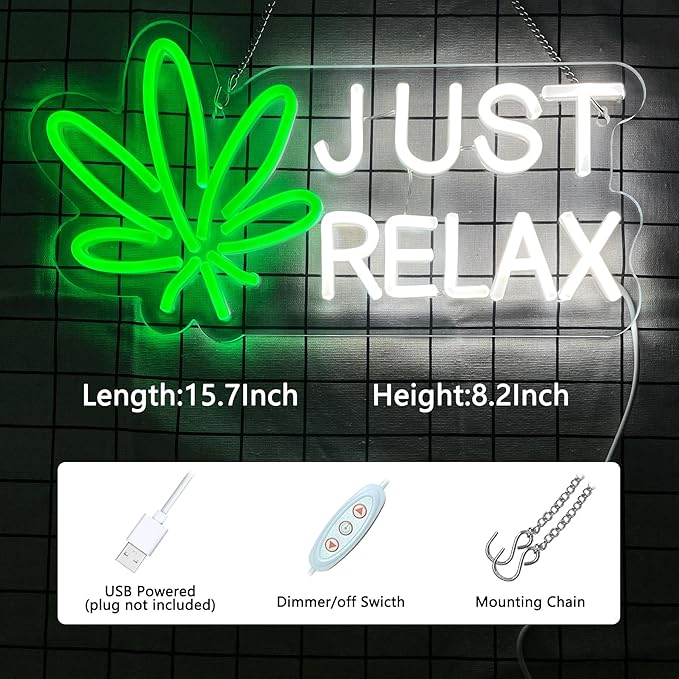 JUST RELAX Neon Sign Led Wall Decor Man Cave Neon Light Up Signs Wall Art - Image 3