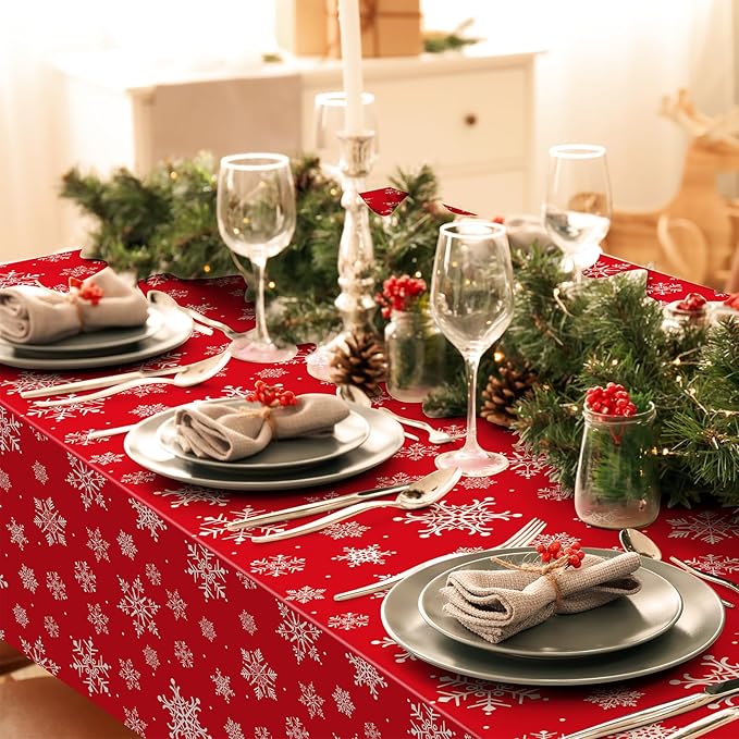 Jectivs 12 Pieces Christmas Snowflake Plastic Party Tablecloth Decorations - Image 5
