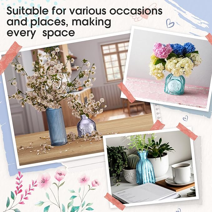 Yaomiao 30 Pcs Vases Bulk Colored Flower Glass Vases Bud Vintage Colored Glass - Image 5