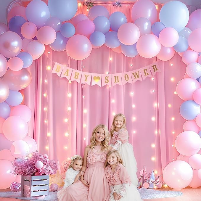Pink Backdrop Curtains with Lights - Image 5