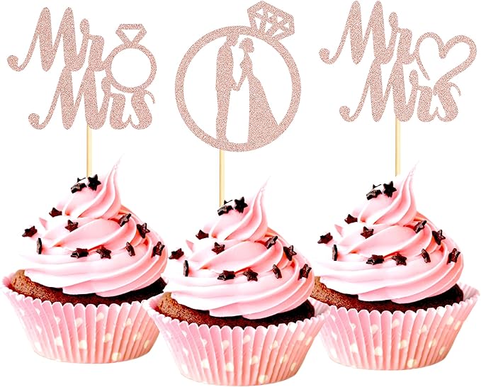 Sotpot 24PCS Miss to Mrs Cupcake Toppers by Sotpot