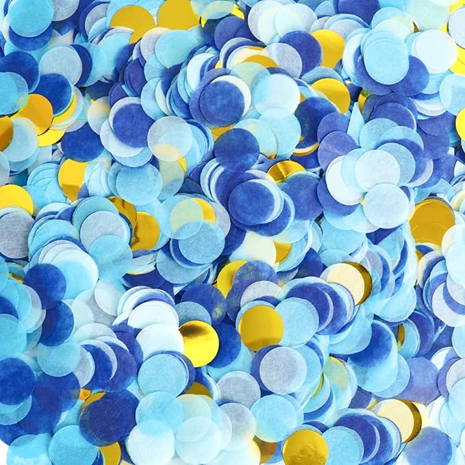 RYKOMO 10000 Pieces 1 Inch Round Tissue Paper 3.5oz Table Confetti Dots Blue by RYKOMO