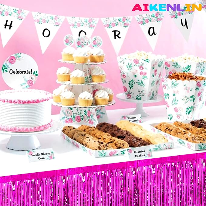 6 Pack 29x108 Inch Metallic Foil Fringe Tinsel Table Skirts Banner - Image 3