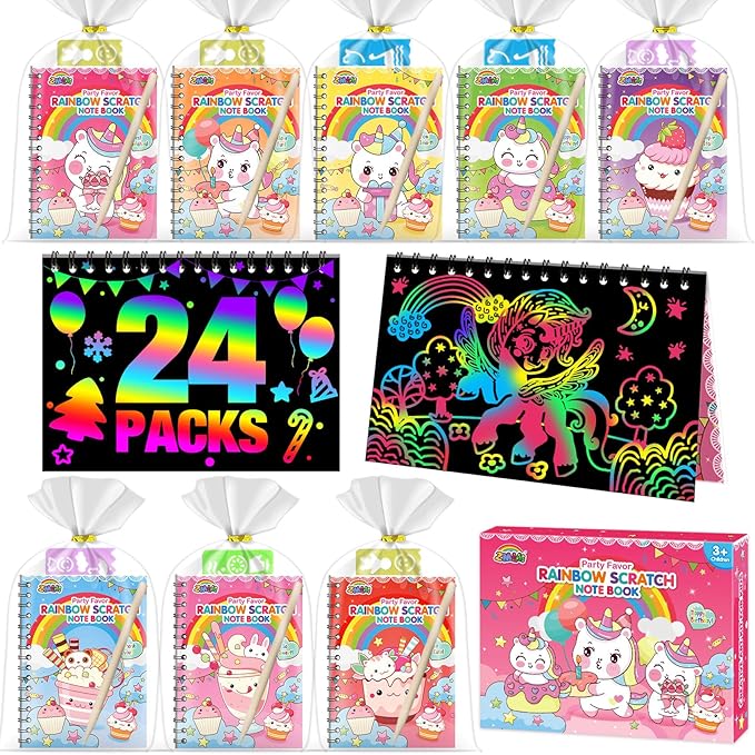 ZMLM Rainbow Scratch Party Favors Kids: Birthday Gifts Toy Bulk Scratch Art by ZMLM
