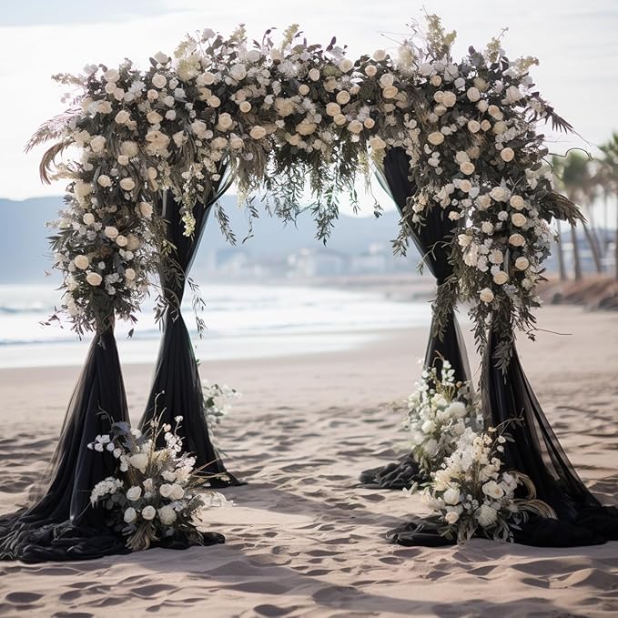 Wokceer Wedding Arch Draping Fabric 28.7" x 20FT Black Sheer Backdrop - Image 7