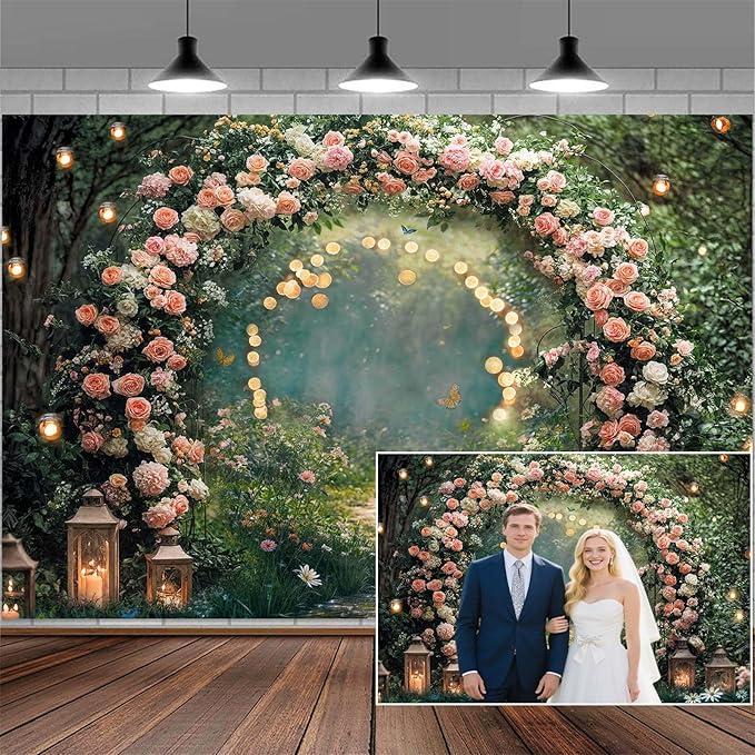 6x6ft Enchanted Forest Wedding Photography Backdrop Wonderland Roses Fairy Tale by Mtsxfy