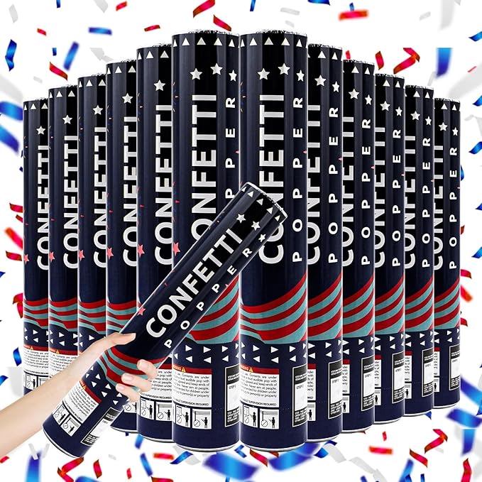 Confetti Cannon 12 Pack Multicolor Biodegradable Confetti Popper Party Confetti by FIEKEICC