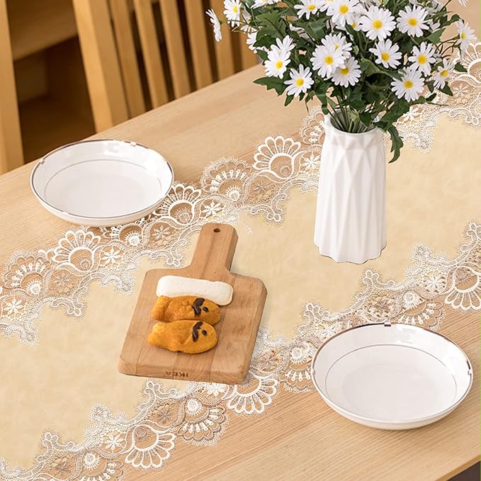 Vintage Lace Dining Table Runner, 72 Inches Macrame Coffee Table Runners - Image 3
