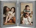 decorUhome Double 4x6 Picture Frame Vertical, Engineered Wood Bifold Photo Frame by decorUhome