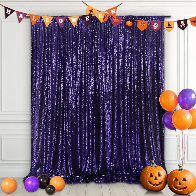 Eternal Beauty Purple Sequin Backdrop, 6x8 Ft Halloween Glitter Background by EternalBeauty